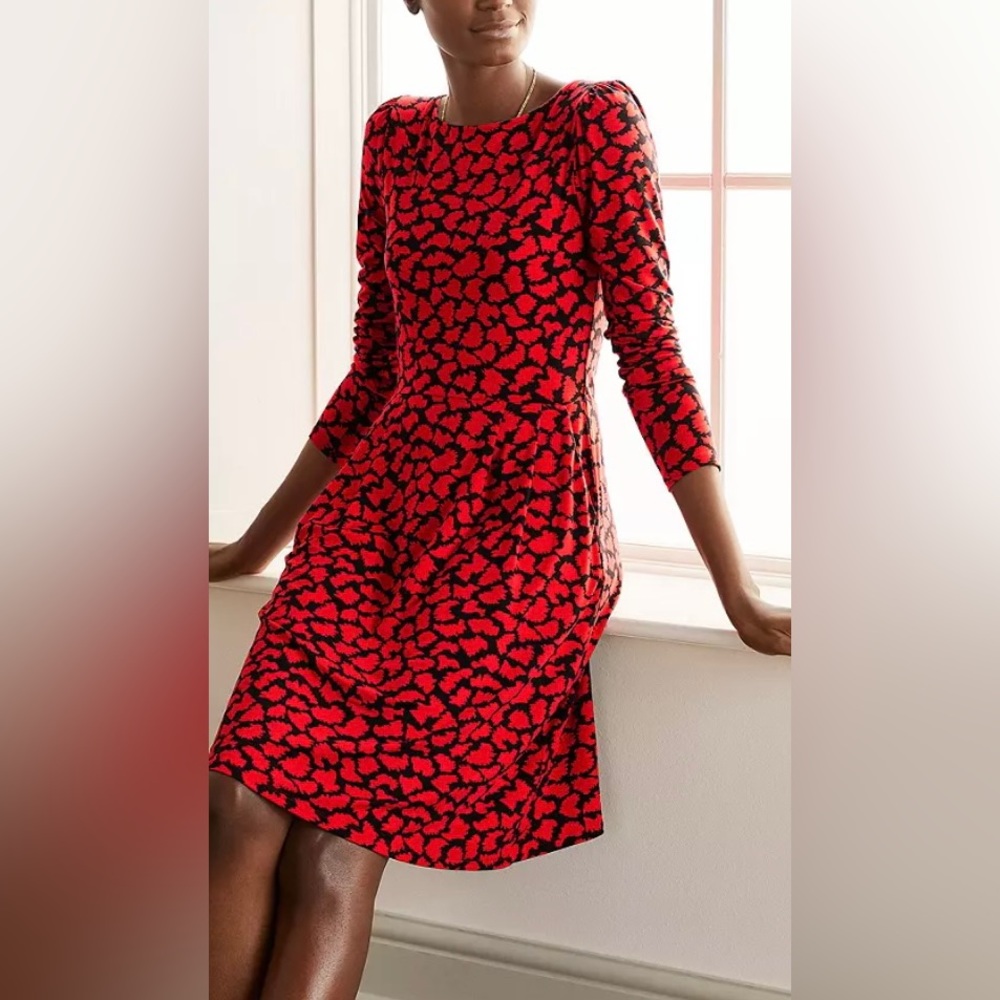 Boden Red and Black Patterned Dress